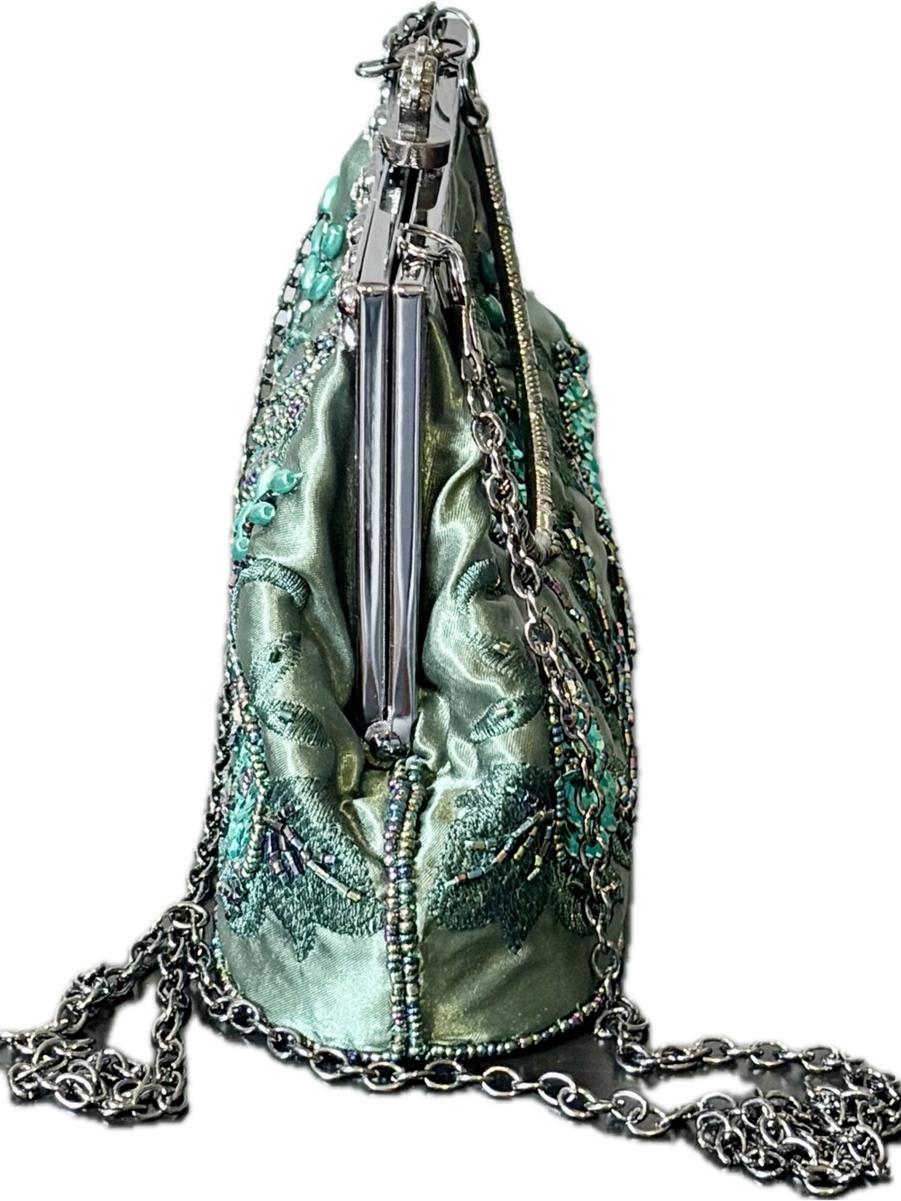 Handbag - Embellished Green Beaded for Evening or for Fun - also a shoulder bag! - Picture 2 of 16